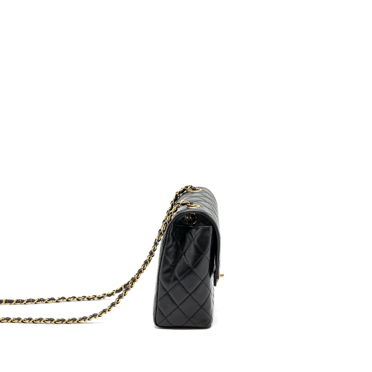 Chanel 22K retro new square flap goatskin Black Shoulder Bag
