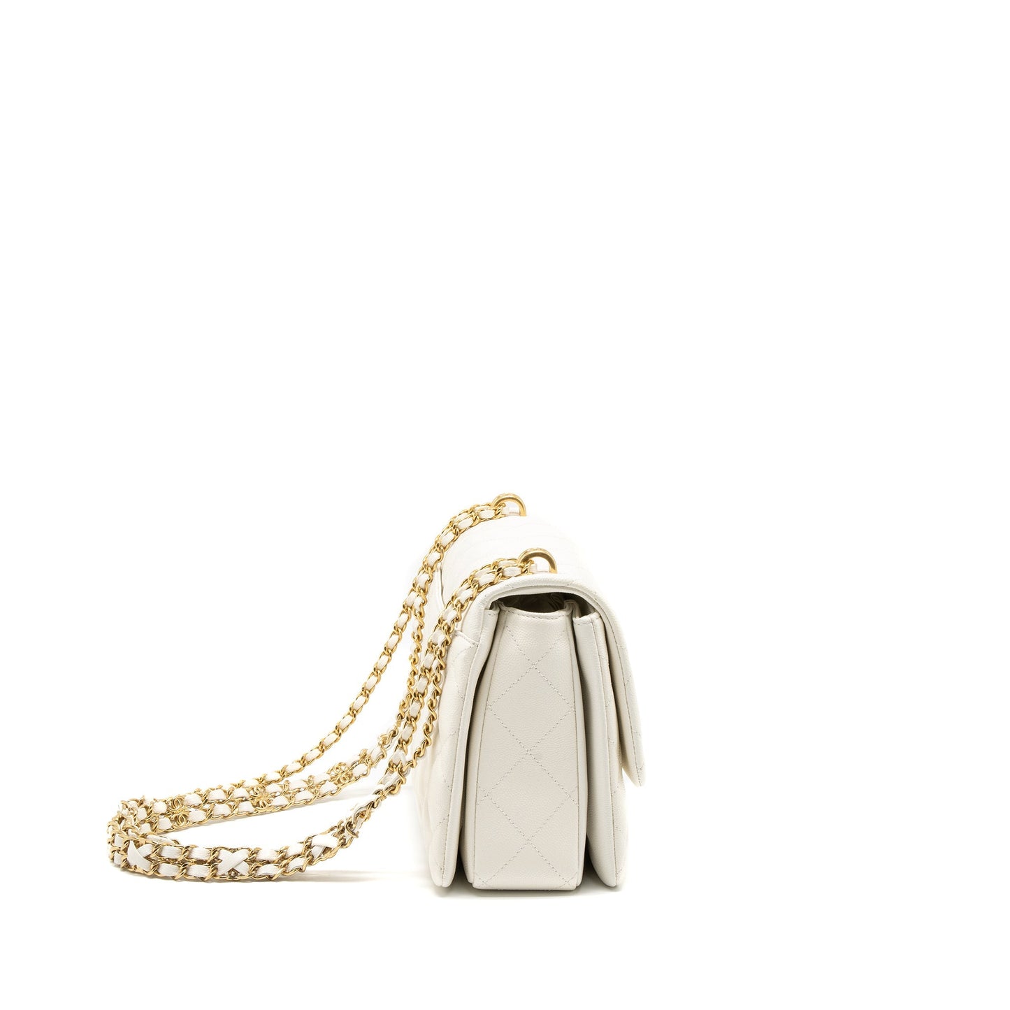 Chanel 21K Coco Caviar Brushed GHW Microchip White Handbag