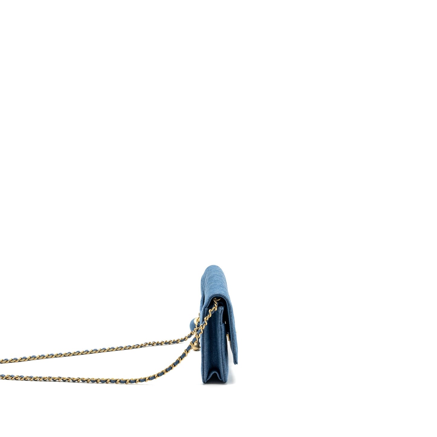 Chanel pearl crush on denim GHW microchip Blue Wallet Case Ghw Microchip