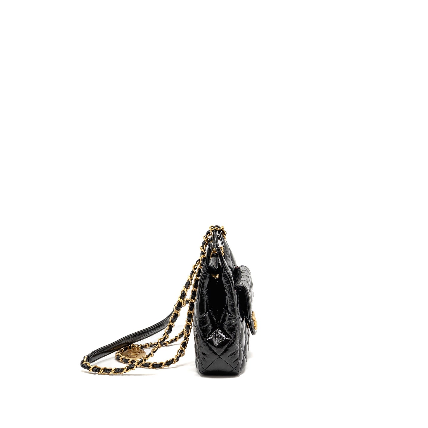 Chanel 23b hobo shiny calfskin GHW microchip Black Small Shoulder Bag
