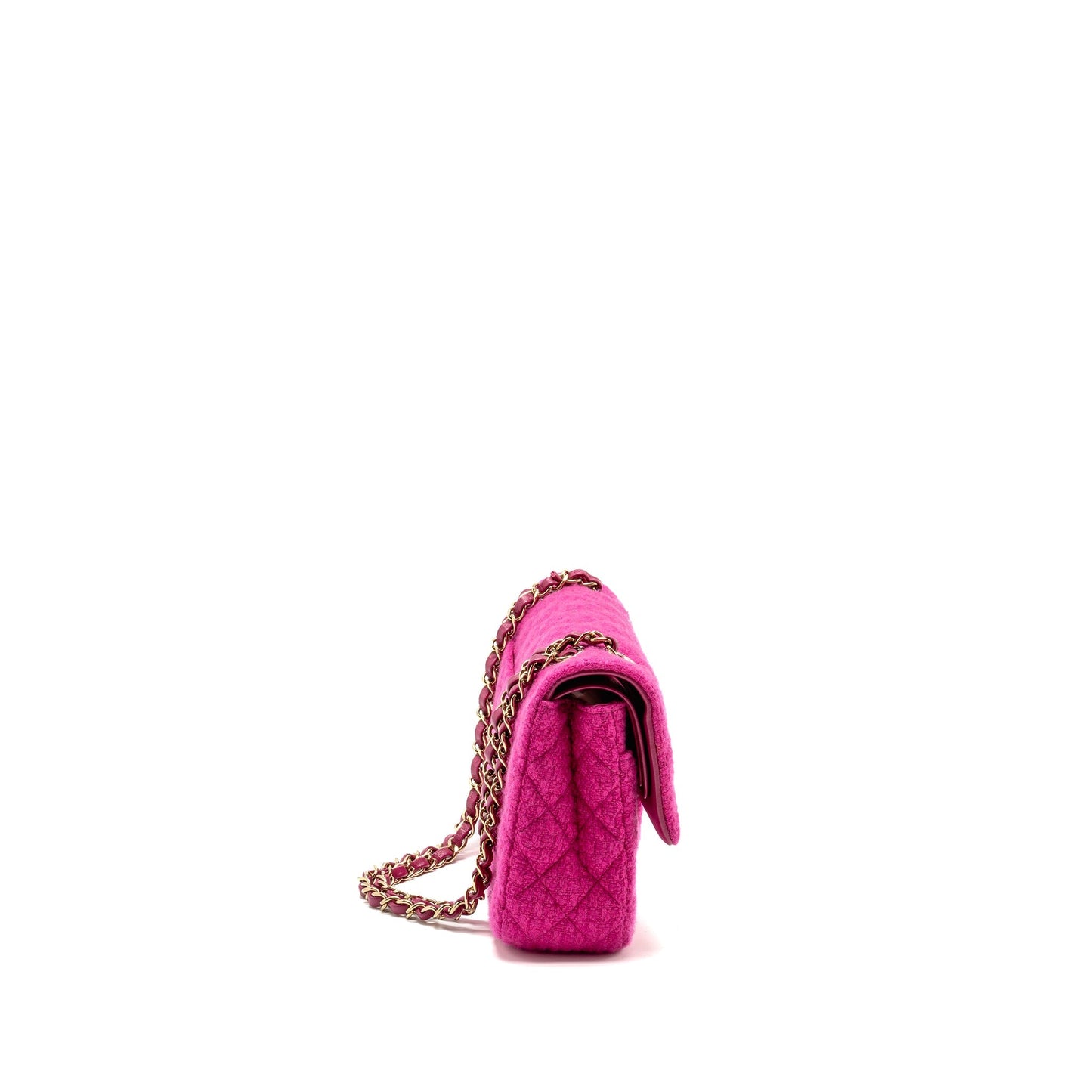 Chanel Classic Double Flap Tweed LGHW Microchip Pink Shoulder Bag