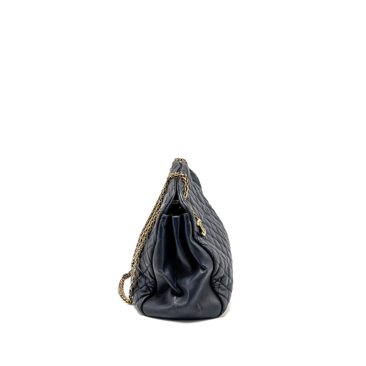 Chanel Just Mademoiselle Bowling Lambskin Dark GHW Blue Handbag