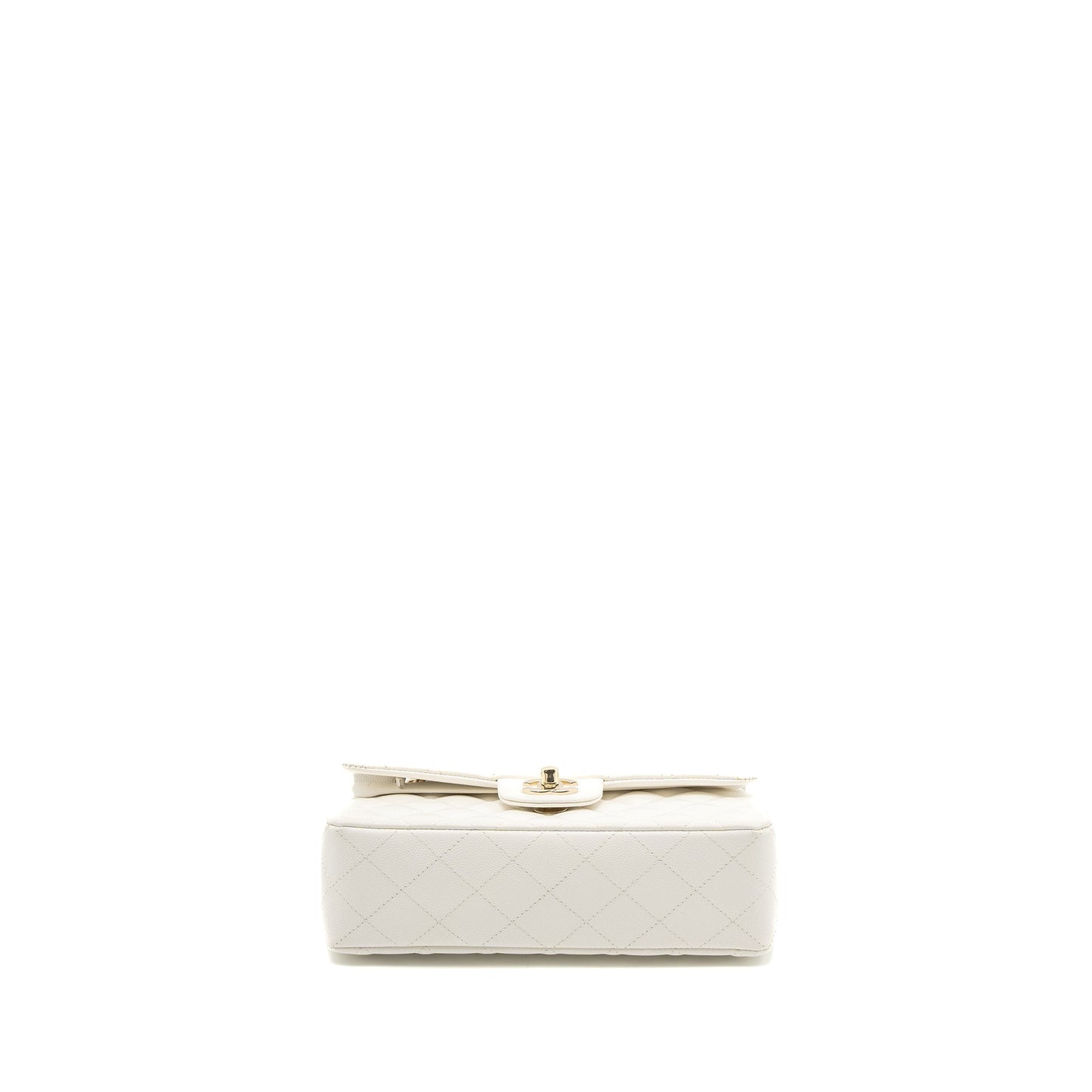 Chanel Classic Double Flap Caviar LGHW Microchip White Small Shoulder Bag