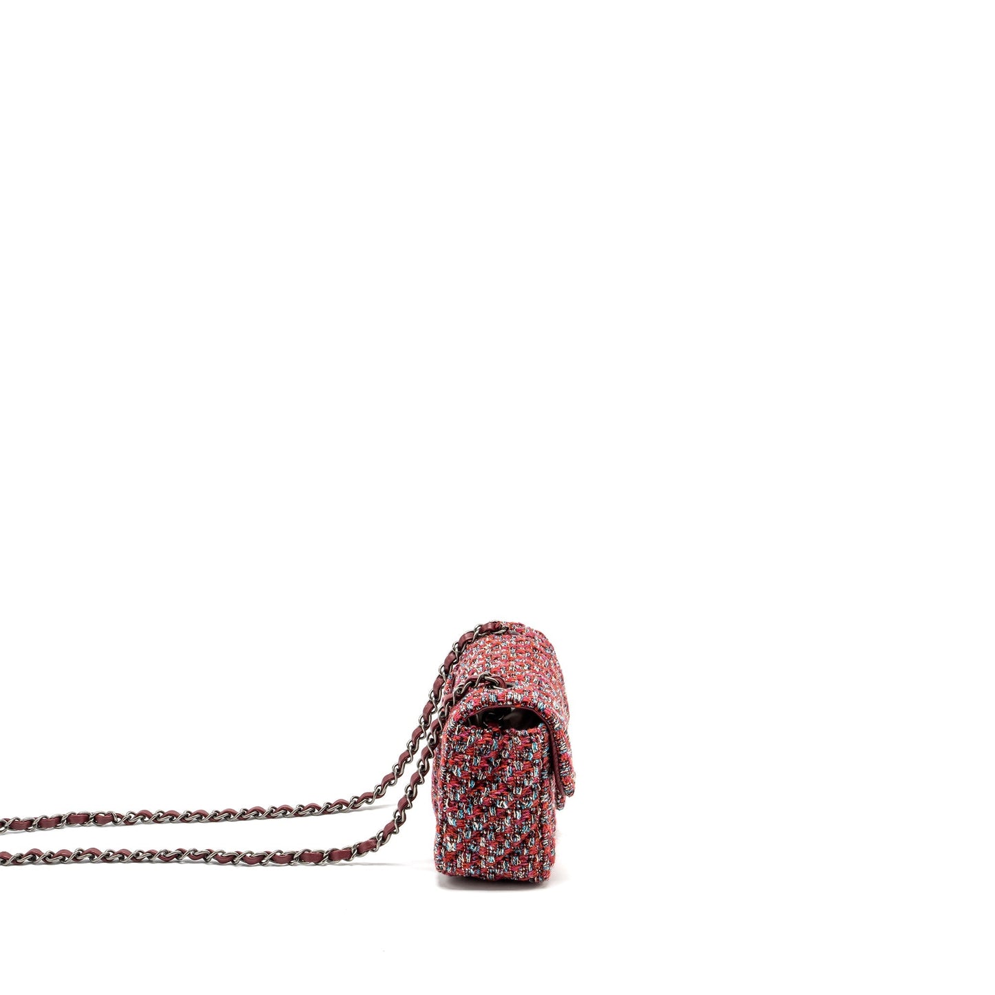 Chanel Rectangular Flap Tweed Ruthenium Hardware Microchip Multicolour Shoulder Bag