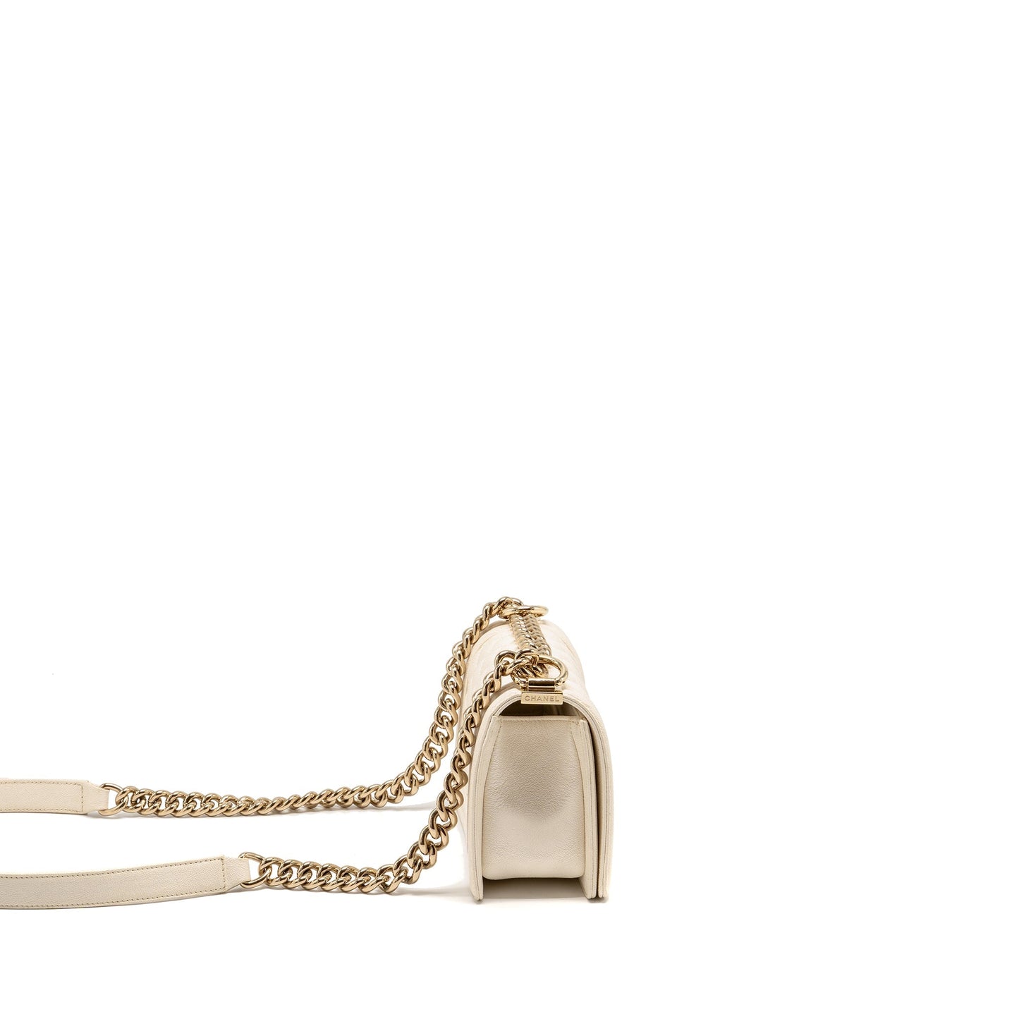 Chanel boy caviar LGHW White Small Handbag Lghw 1