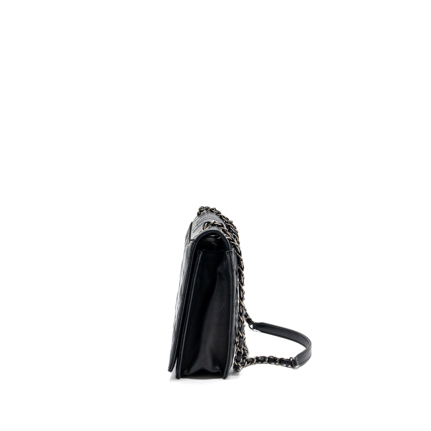 Chanel Quilted Flap Calfskin Ruthenium Hardware Black Shoulder Bag