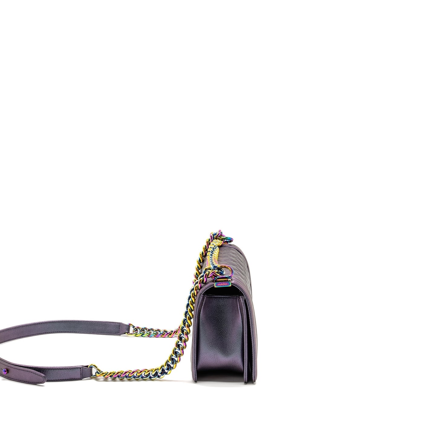 Chanel Boy Goatskin Iridescent Purple Hardware Multicolour Handbag Multicolour Hardware
