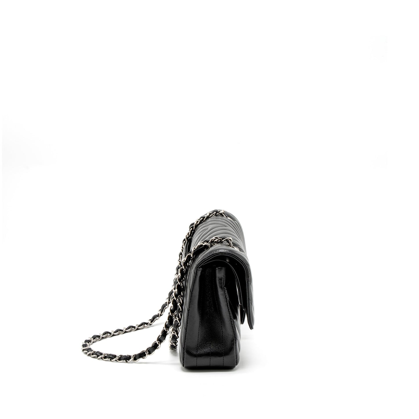 Chanel Classic Double Flap Chevron Caviar SHW Black Shoulder Bag Shw 1