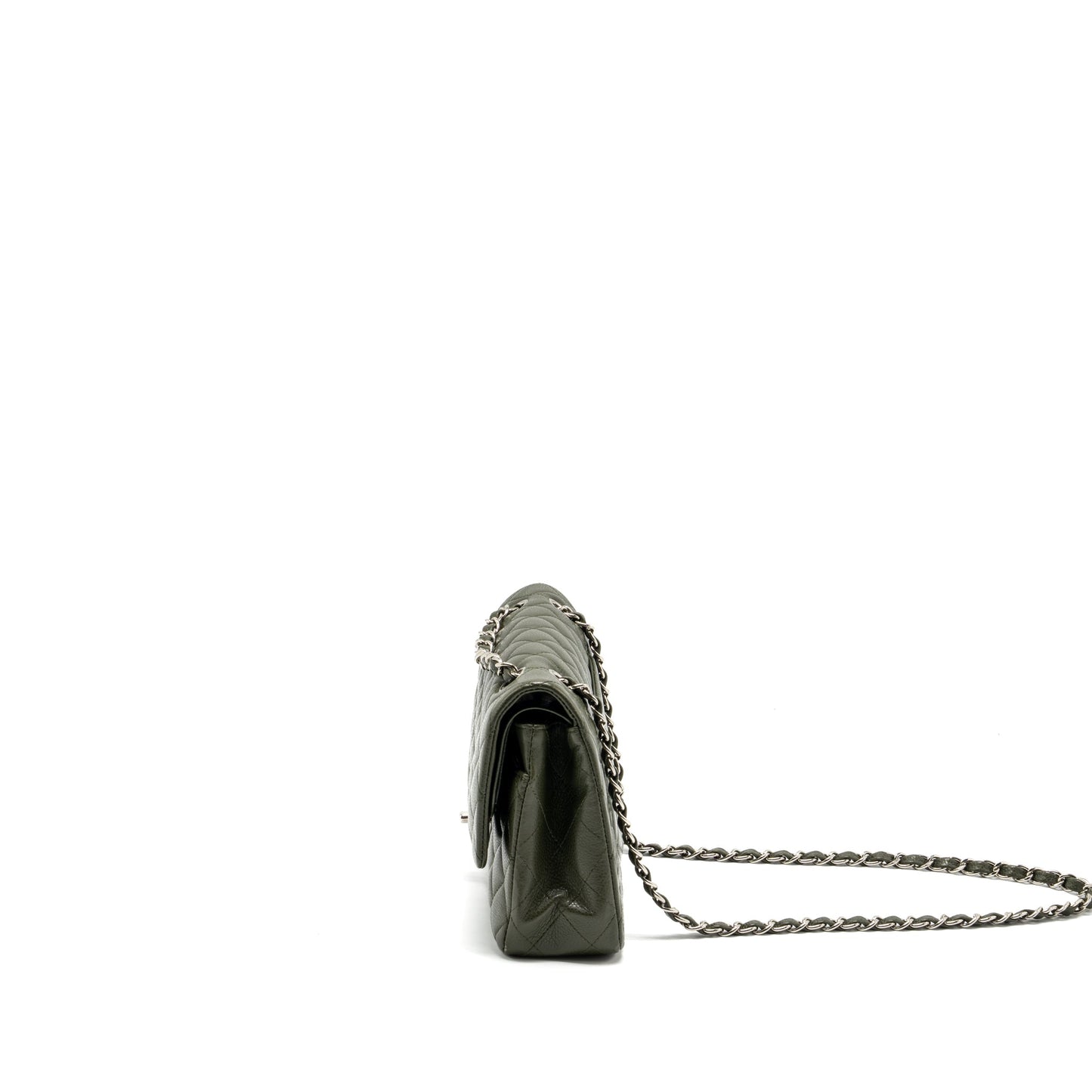 Chanel Classic Double Flap Caviar Olive SHW Green Shoulder Bag