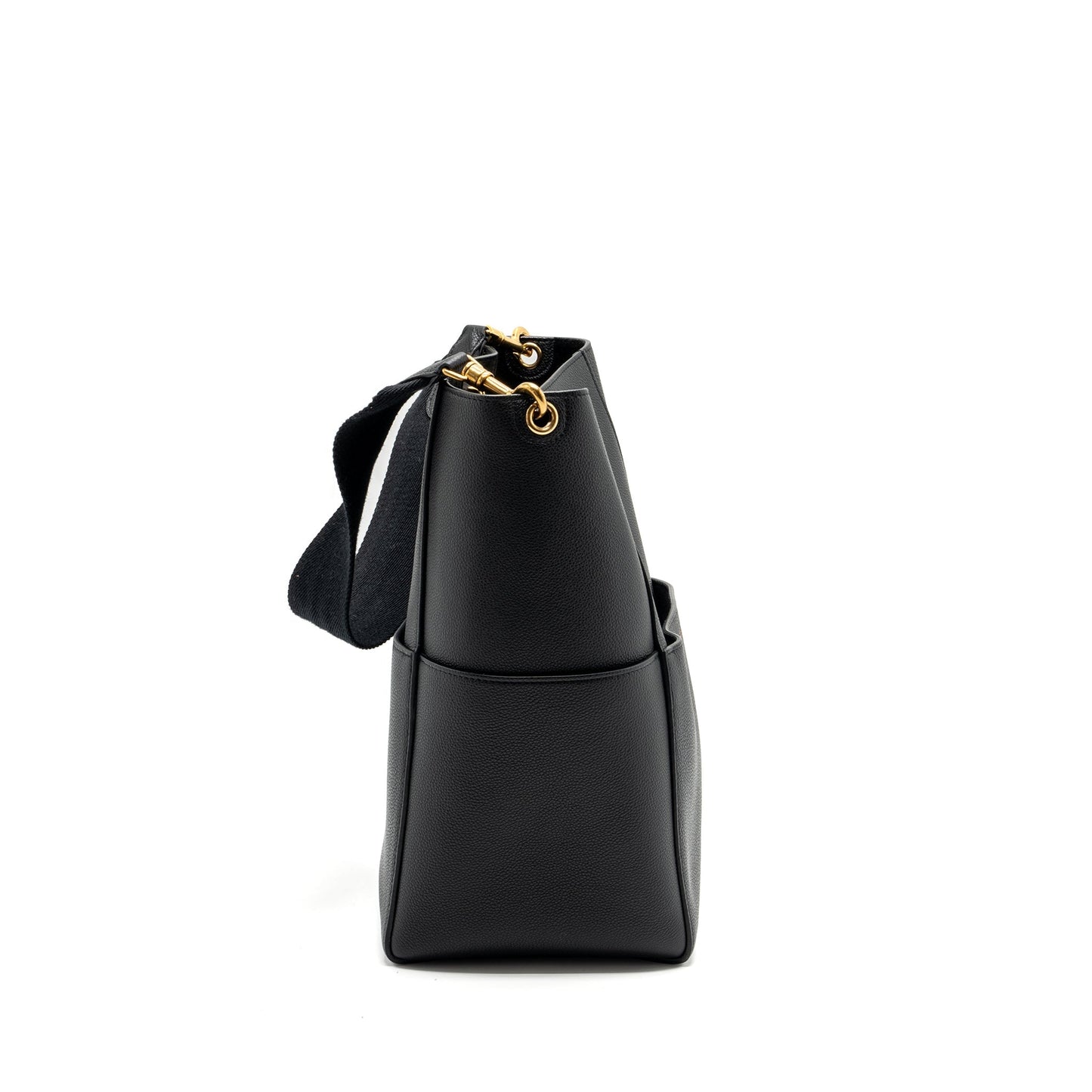 Celine Sangle Purse Grained Calfskin Handbag Black Bucket Bucket Bag