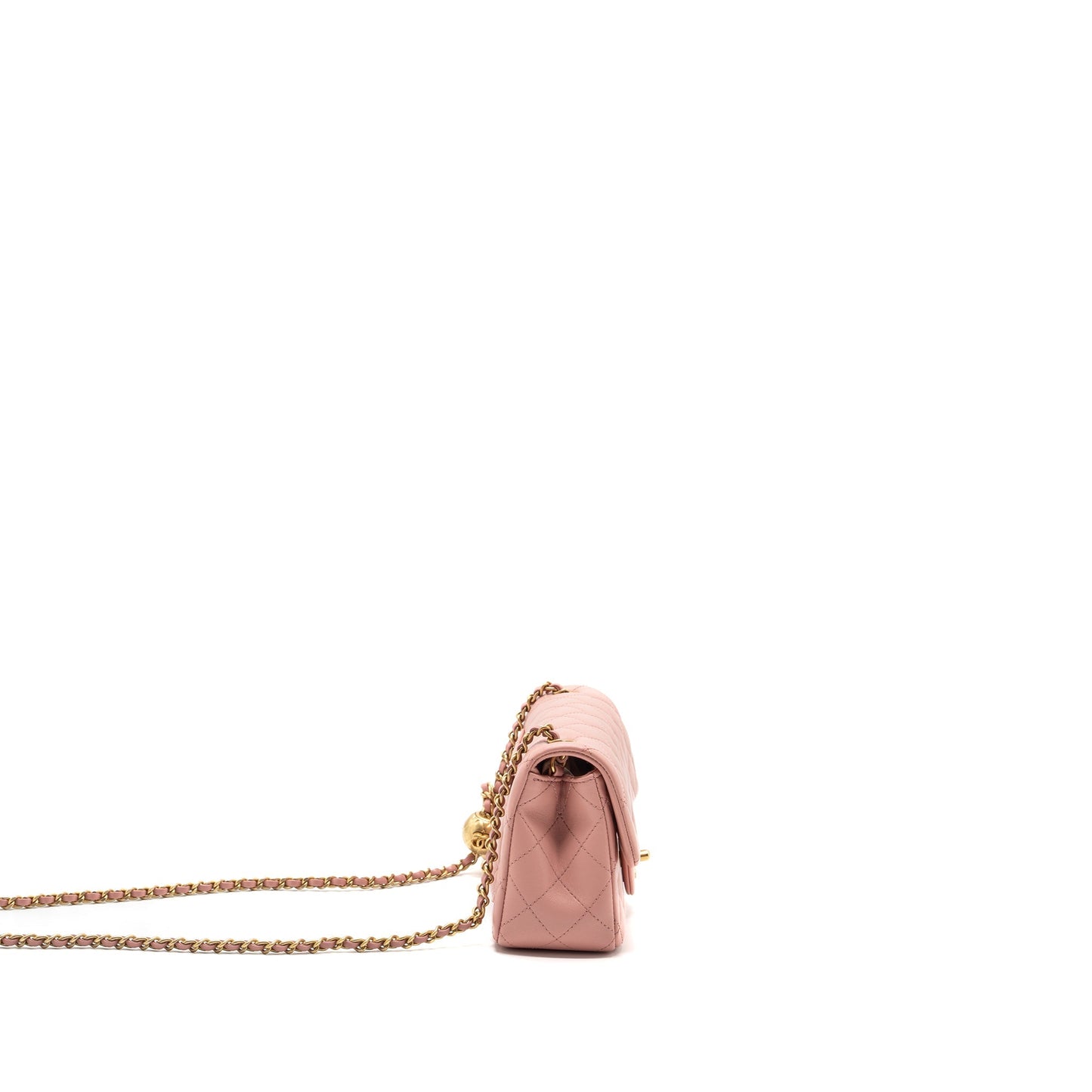 Chanel Pearl Crush Rectangular flap lambskin GHW Pink Shoulder Bag