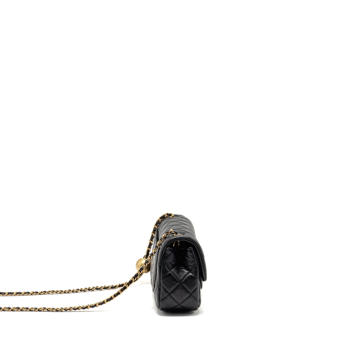 Chanel Pearl Crush Rectangular Flap Lambskin GHW Black Shoulder Bag Microchip 2