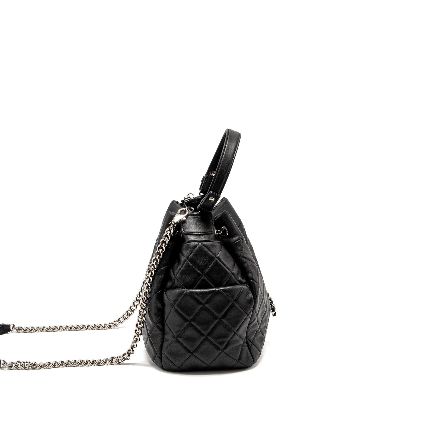 Chanel CC Drawstring Bucket Lambskin SHW Black Jewelry