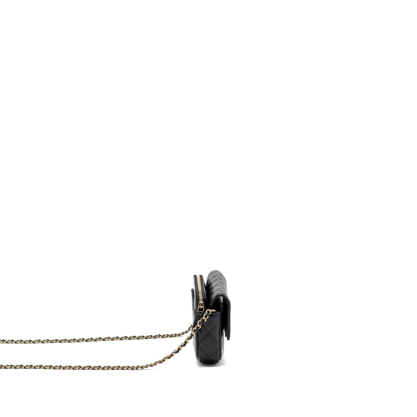 Chanel Double Pocket On Caviar LGHW Microchip Black Wallet Case Black Lghwmicrochip