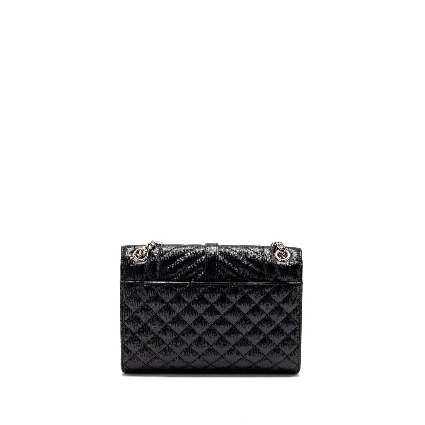 YSL Saint Laurent Envelop Purse Grained Calfskin Travel Bag Black Medium