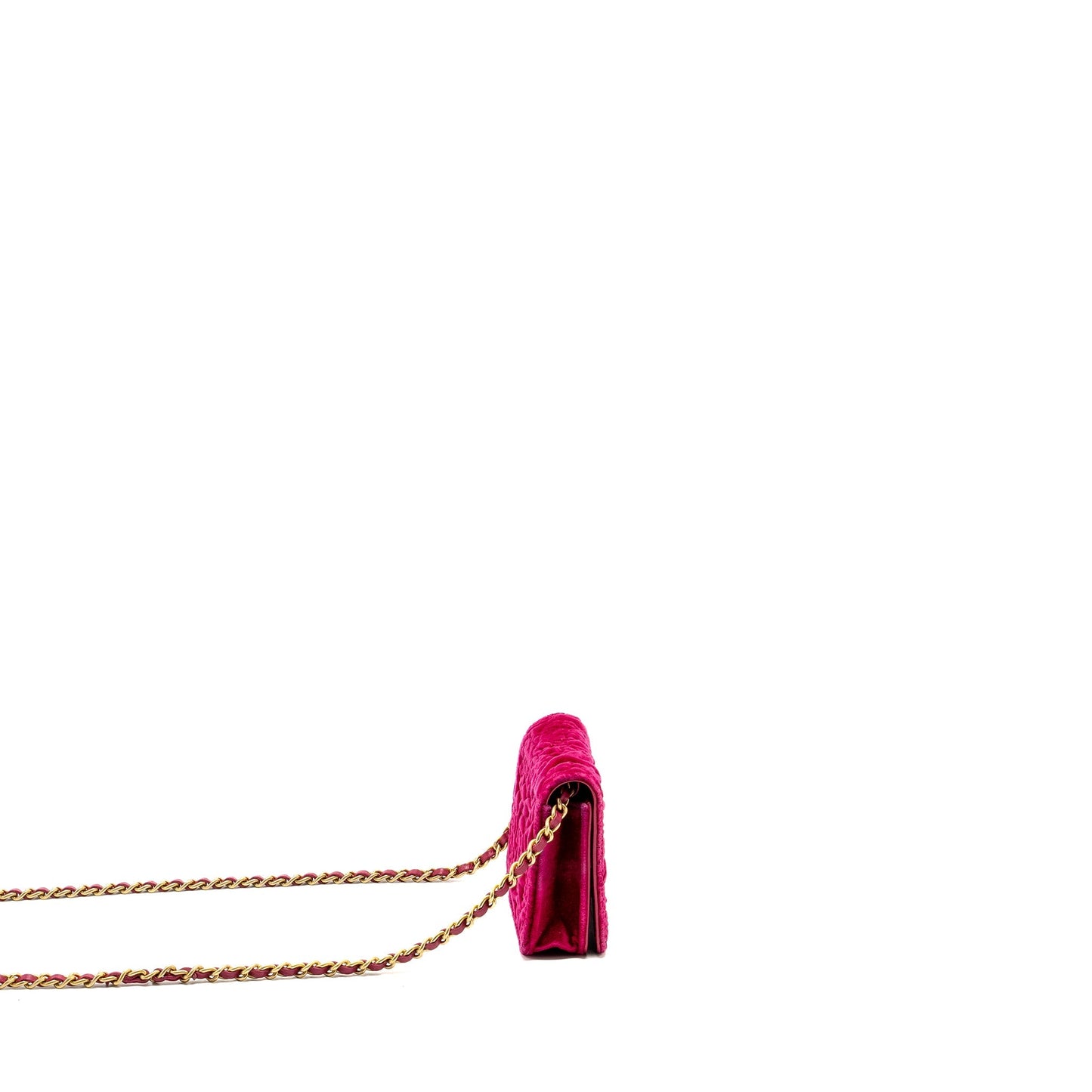 Chanel 21A Camelia Flap Velvet Fushia GHW Shoulder Bag