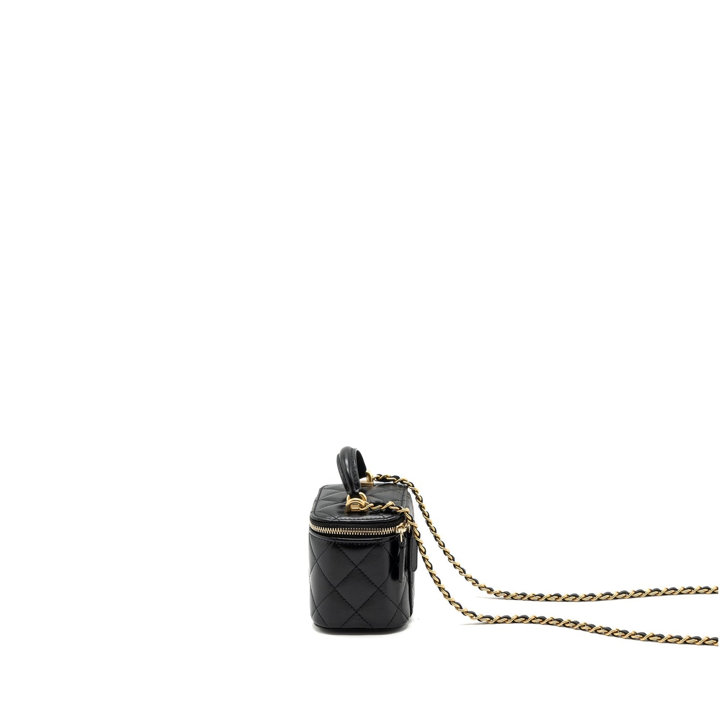 Chanel Top Handle Vanity Lambskin GHW Black Mini Bag Black Ghw