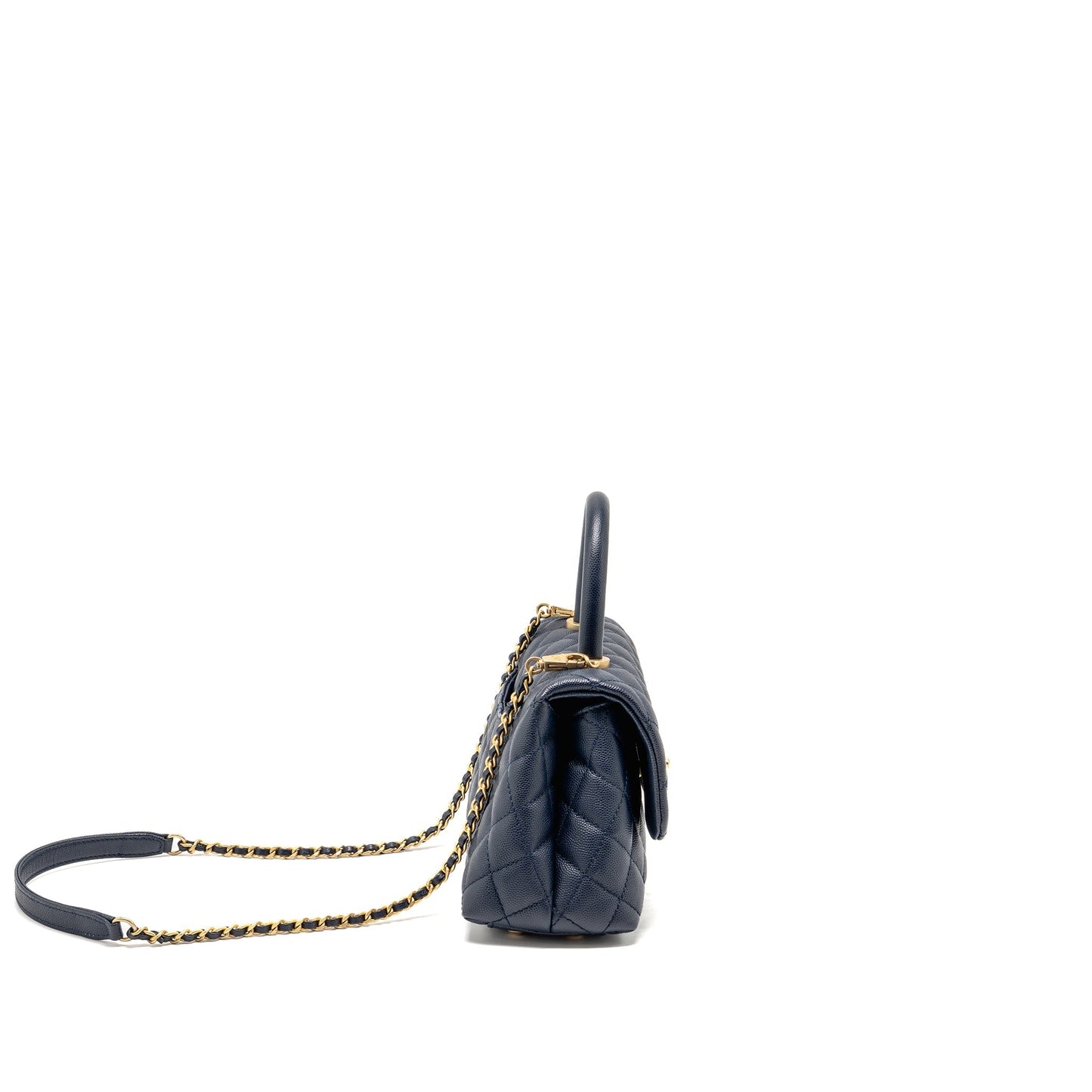 Chanel Coco Handle Caviar Navy GHW Small Handbag