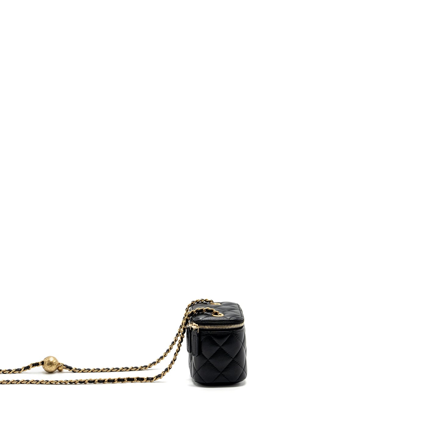 Chanel Pearl Crush vanity lambskin GHW Black Mini Bag With Ghw