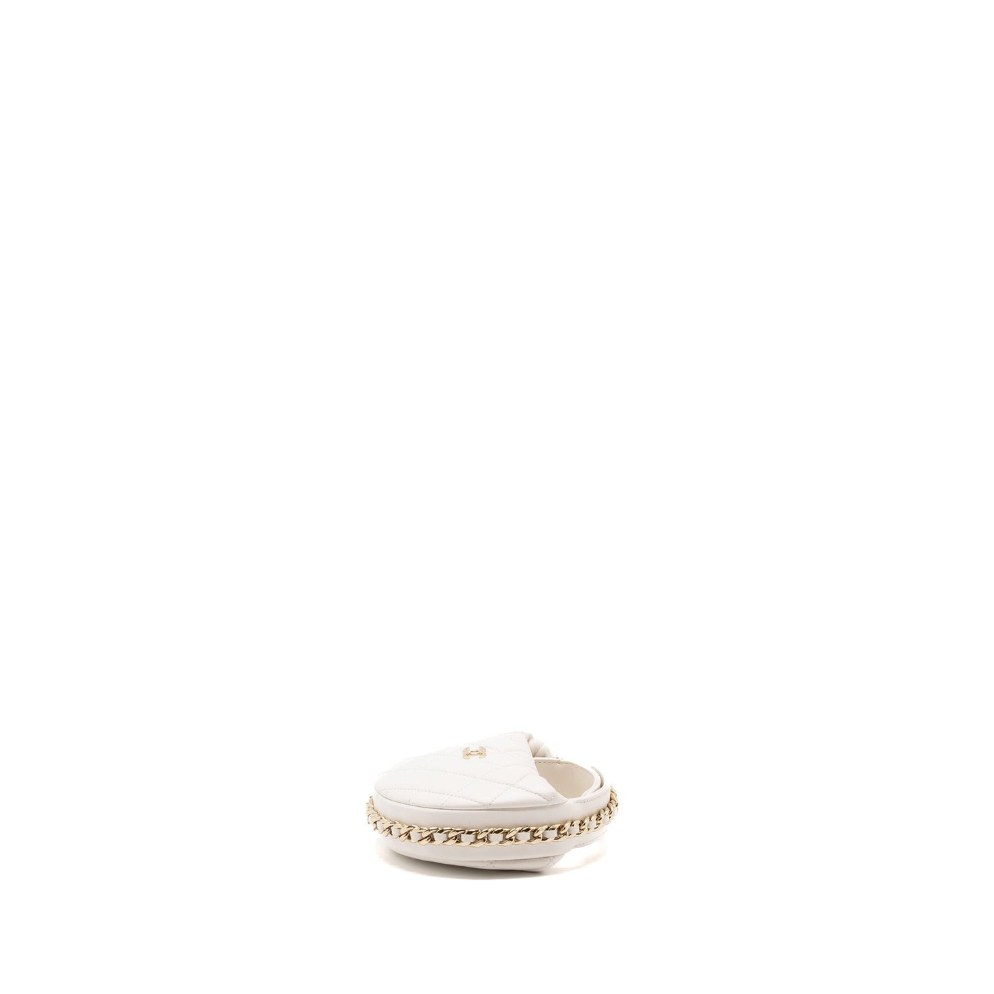 Chanel 23C Round Lambskin LGHW microchip White Clutch Bag Microchip 1