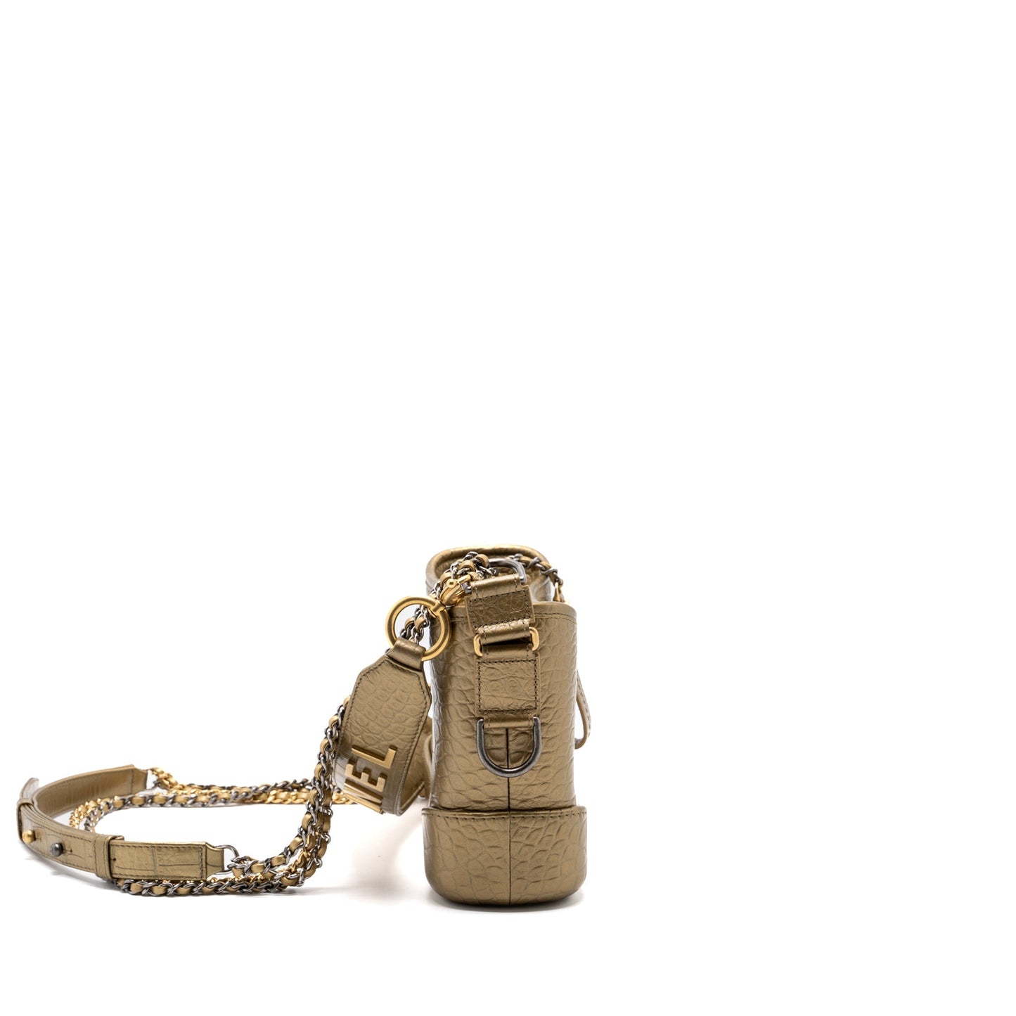 Chanel Gabrielle hobo Top Handle Croc-embossed Calfskin Multicolour Gold Small Shoulder Bag