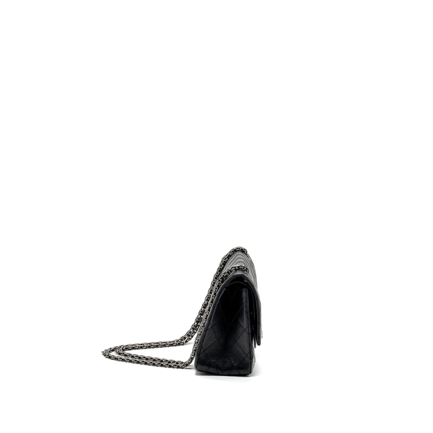 Chanel 2.55 reissue flap aged calfskin ruthenium Black Small Shoulder Bag Ruthenium Hardware