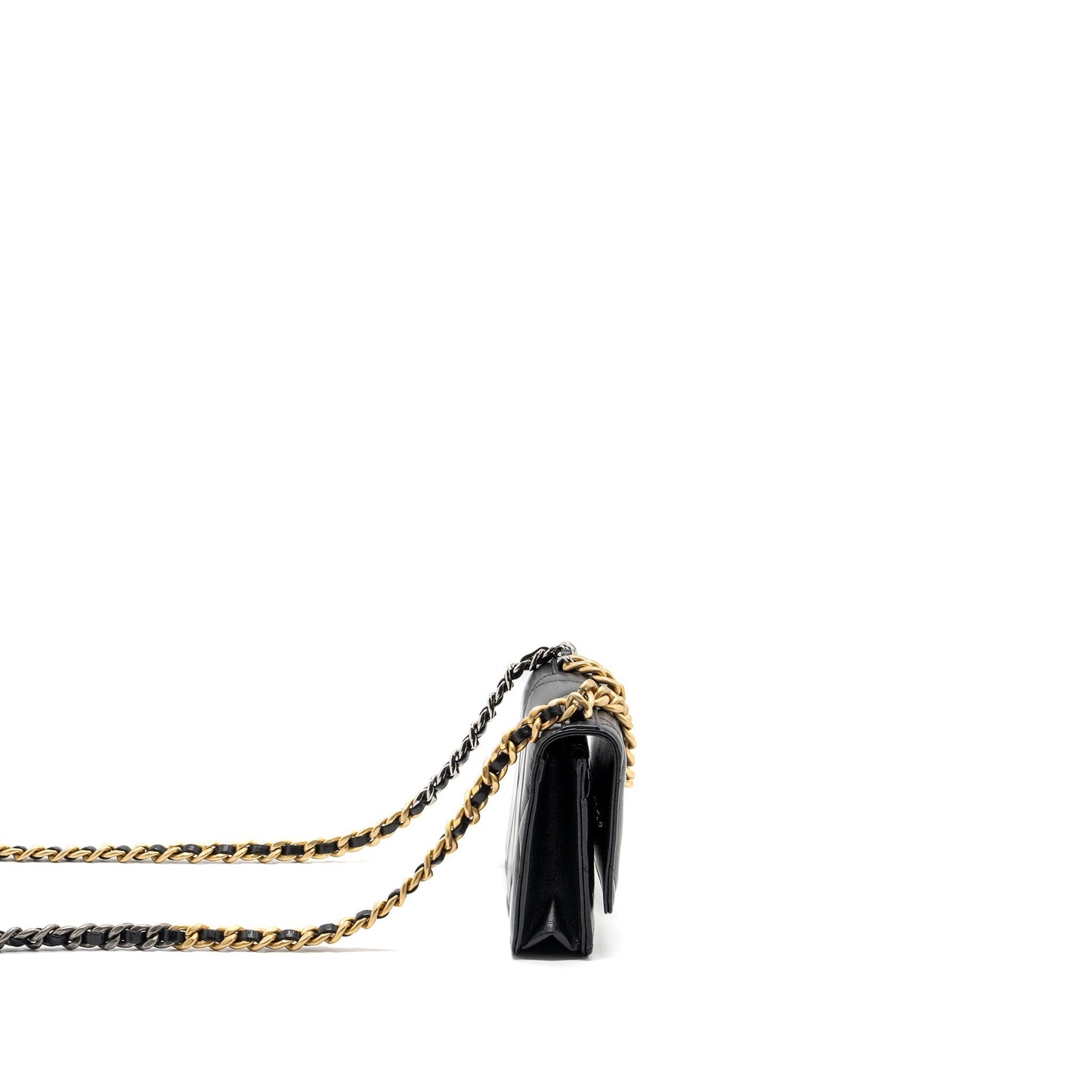 Chanel 19 on lambskin hardware Multicolor Black Wallet Case