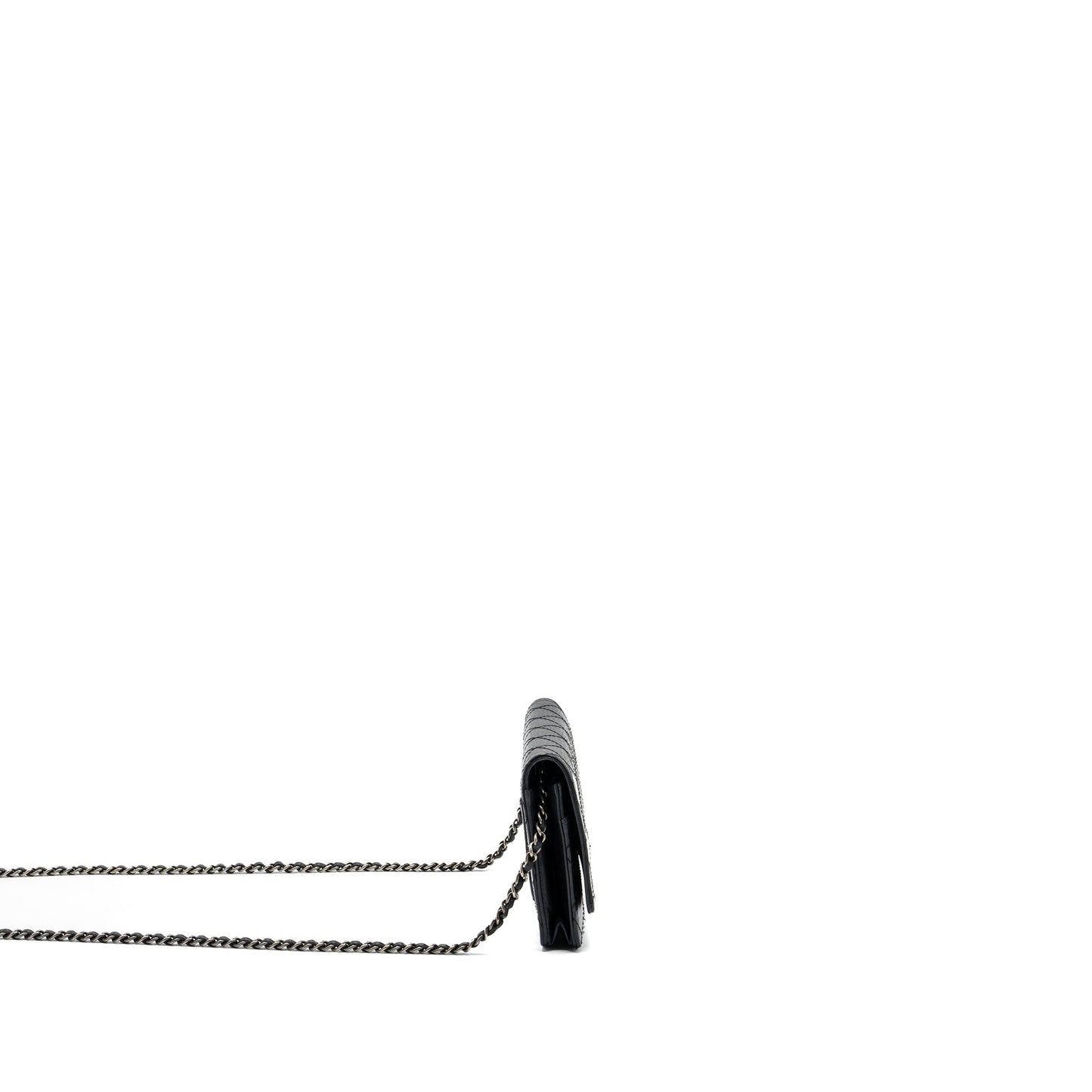Chanel 2.55 On Aged Calfskin Ruthenium SHW Black Wallet Case