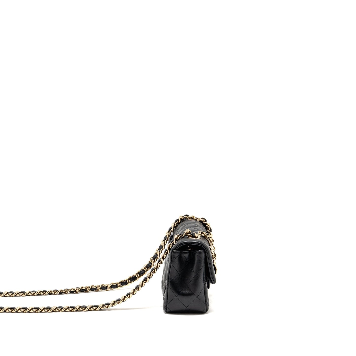 Chanel Coco Charms Rectangular Flap Lambskin LGHW Black Key Chain
