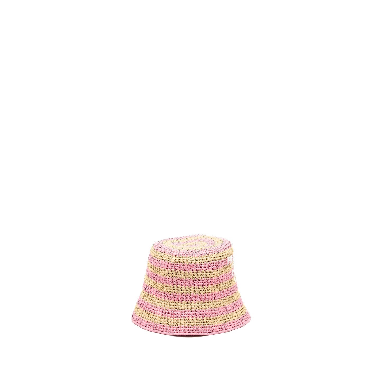 Prada Size M Bucket Hat Handbag Raffia Pink Bucket Bag