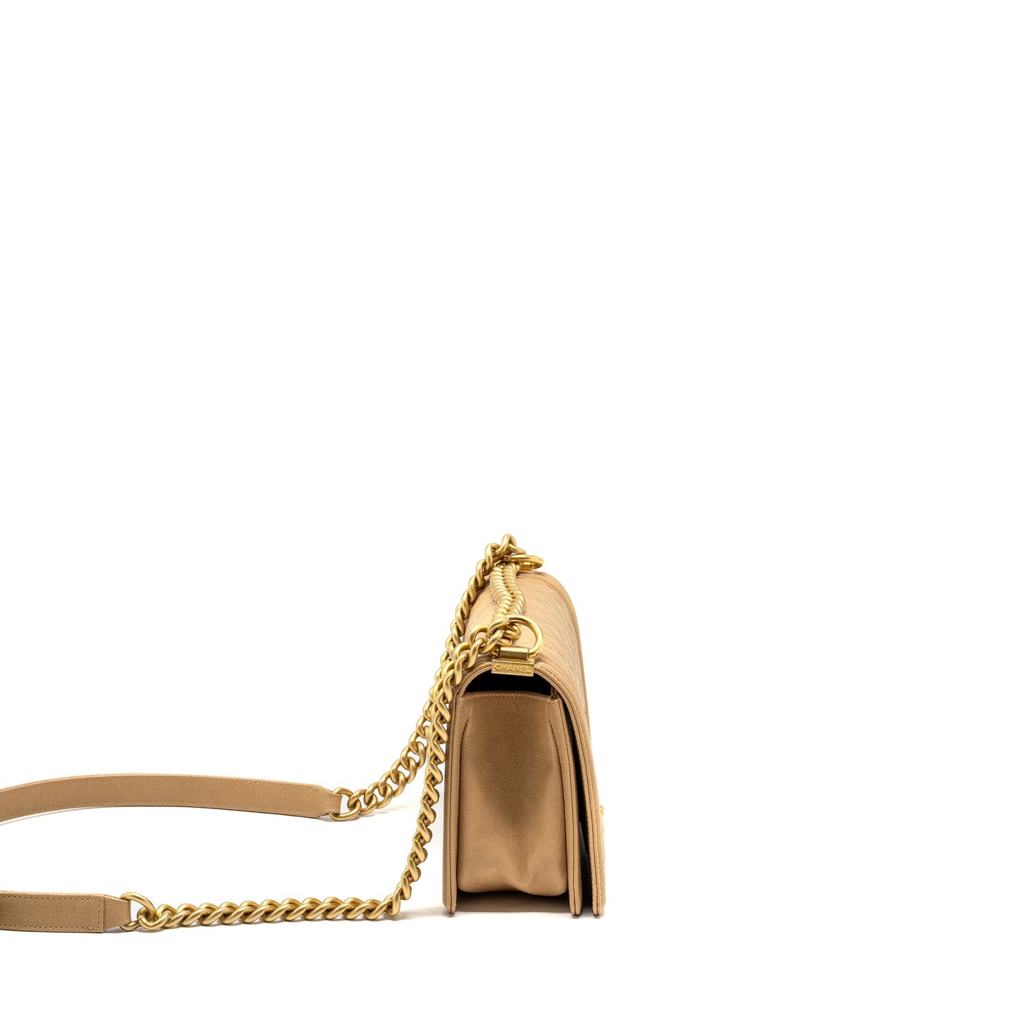 Chanel Boy Caviar GHW Beige Handbag