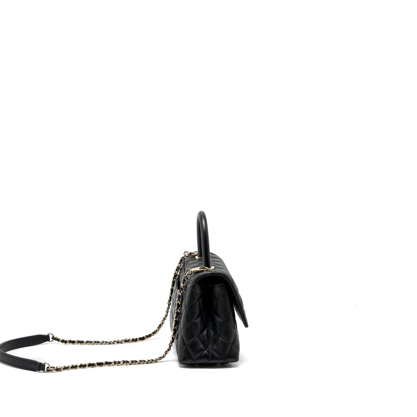 Chanel Coco Handle Caviar LGHW Microchip Black Small Handbag Microchip 14