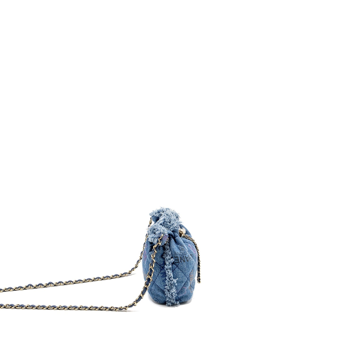 Chanel Bucket Denim LGHW Microchip Blue Small Bucket Bag