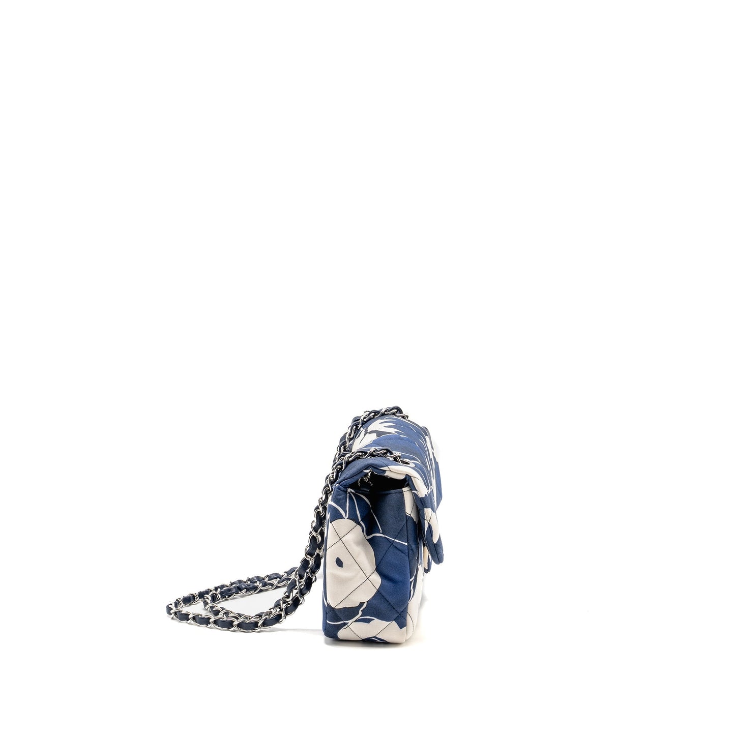 Chanel Limited Edition Flora Printed Classic Flap White Blue Shoulder Bag