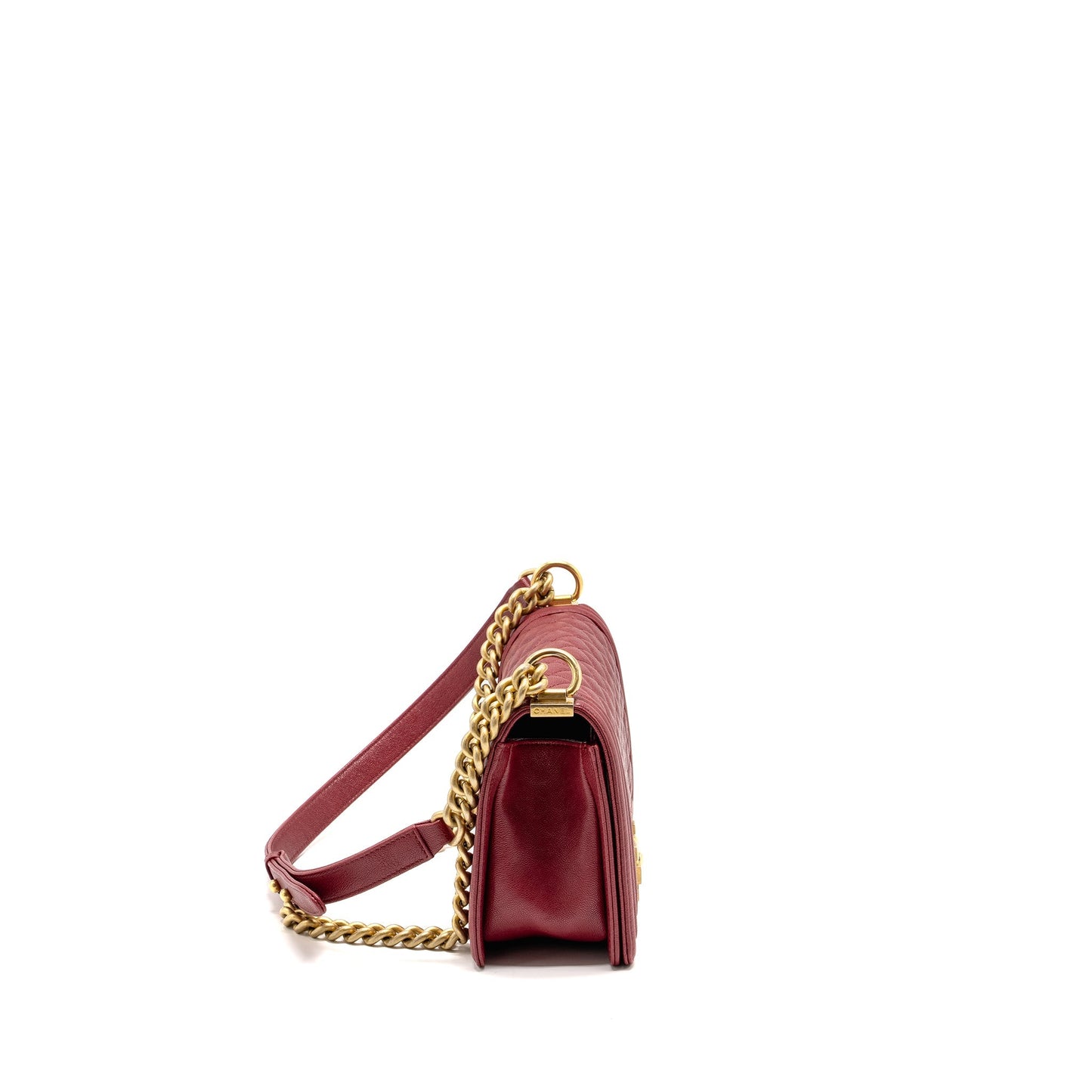 Chanel Boy Caviar GHW Red Handbag