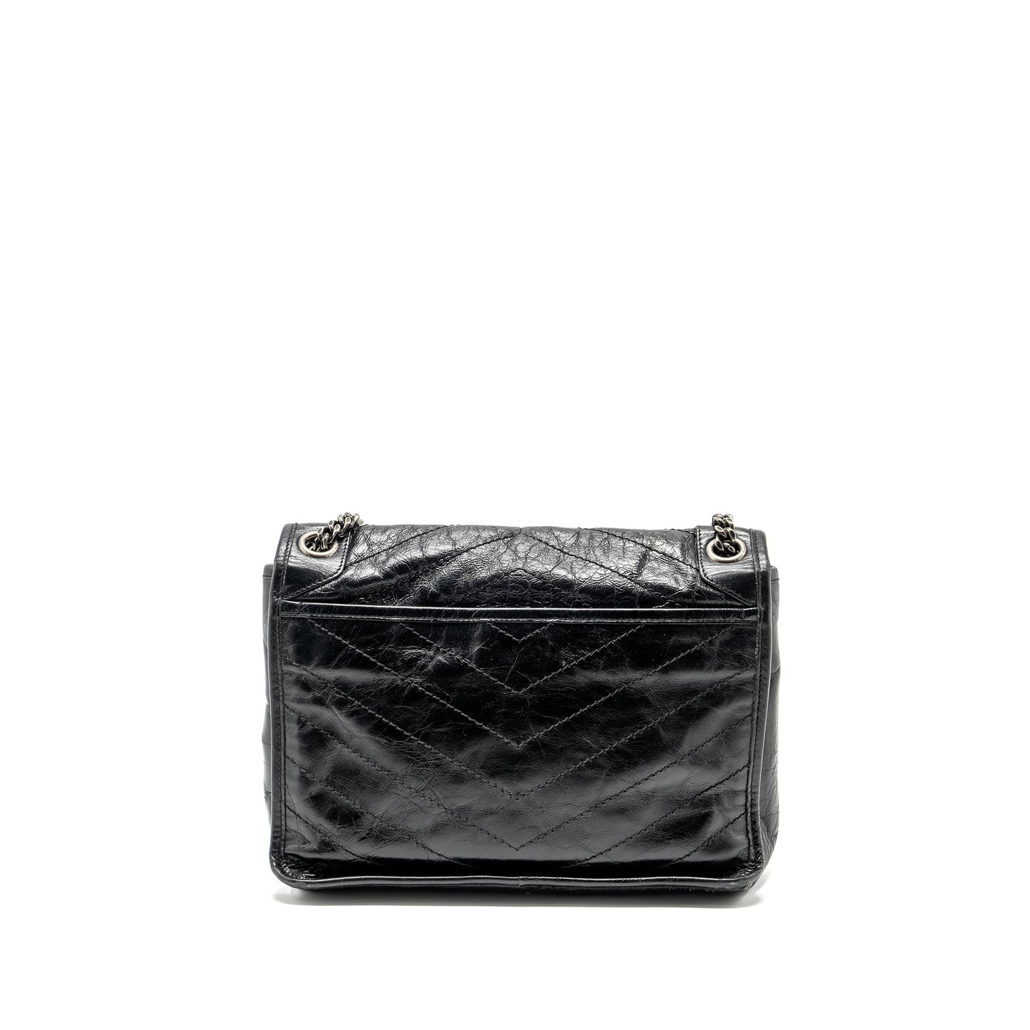 YSL Saint Laurent Niki Purse Shiny Calfskin Travel Bag Black Medium