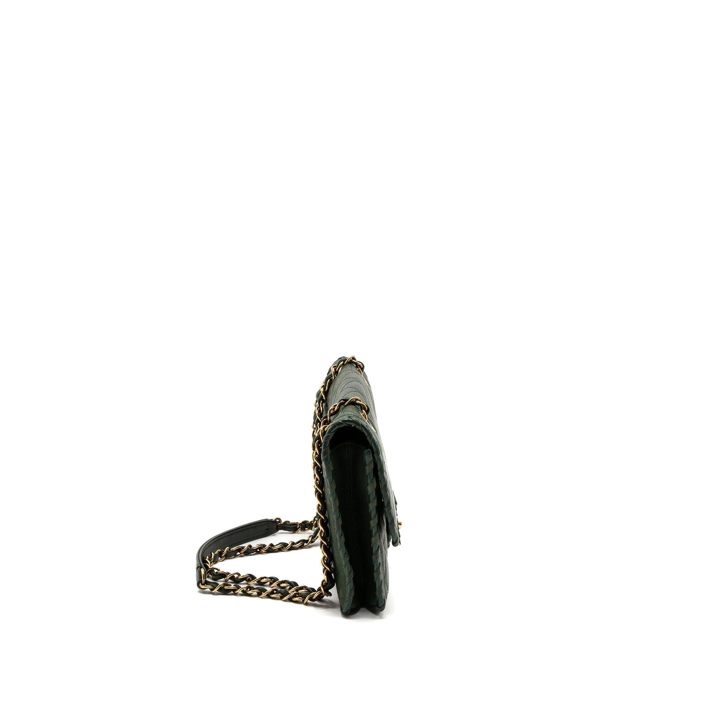 Chanel quilted flap calfskin ruthenium GHW Green Shoulder Bag