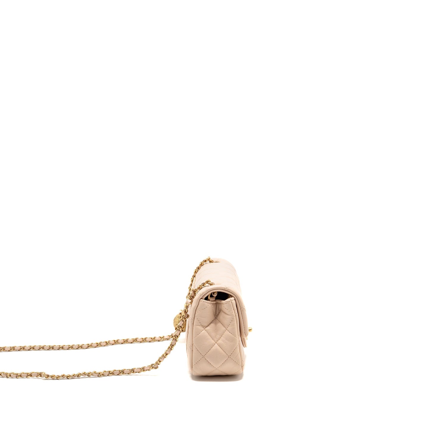 Chanel Pearl Crush Rectangular flap Lambskin light Pink Shoulder Bag
