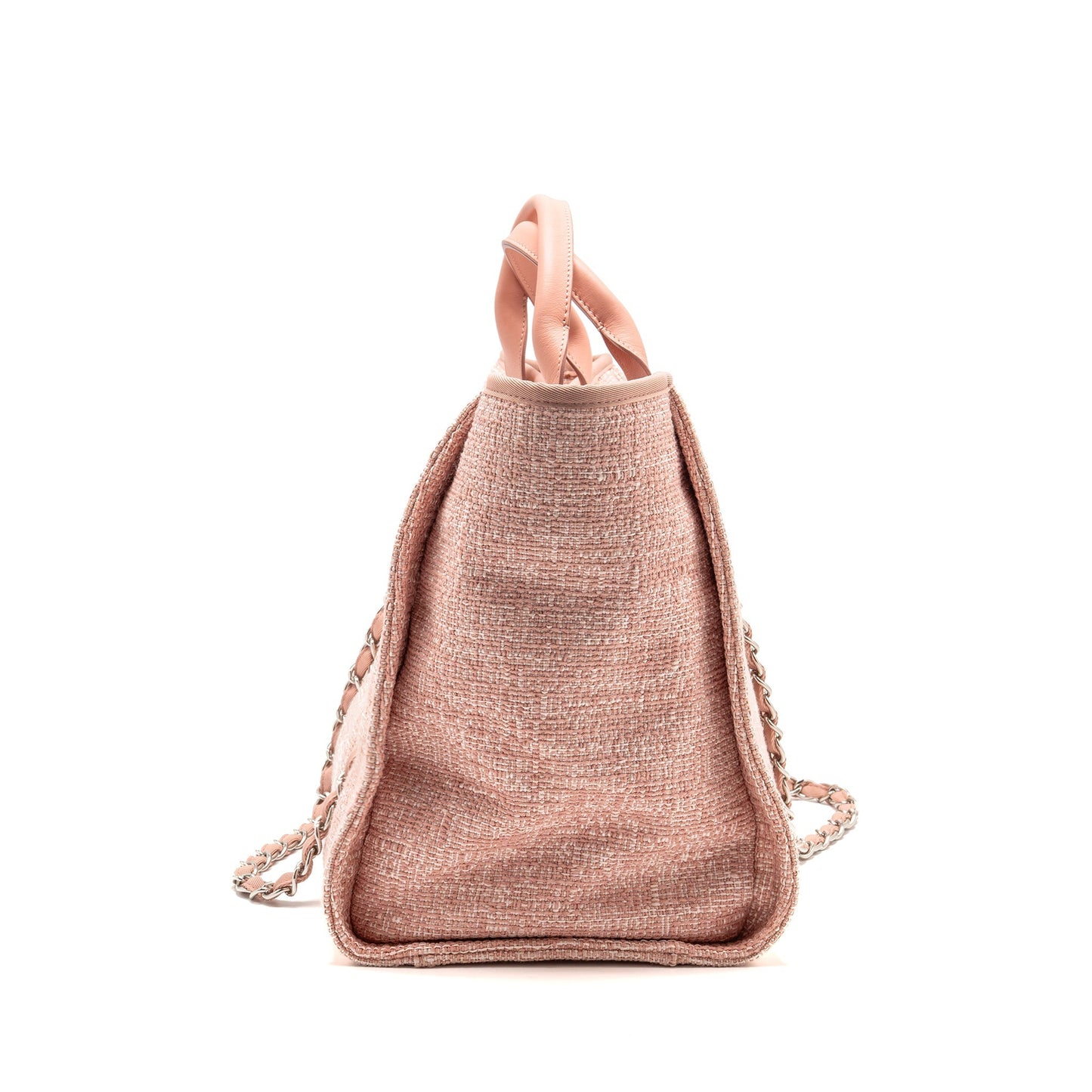 Chanel Deauville Shopping Calfskin SHW Pink Canvas Tote Bag