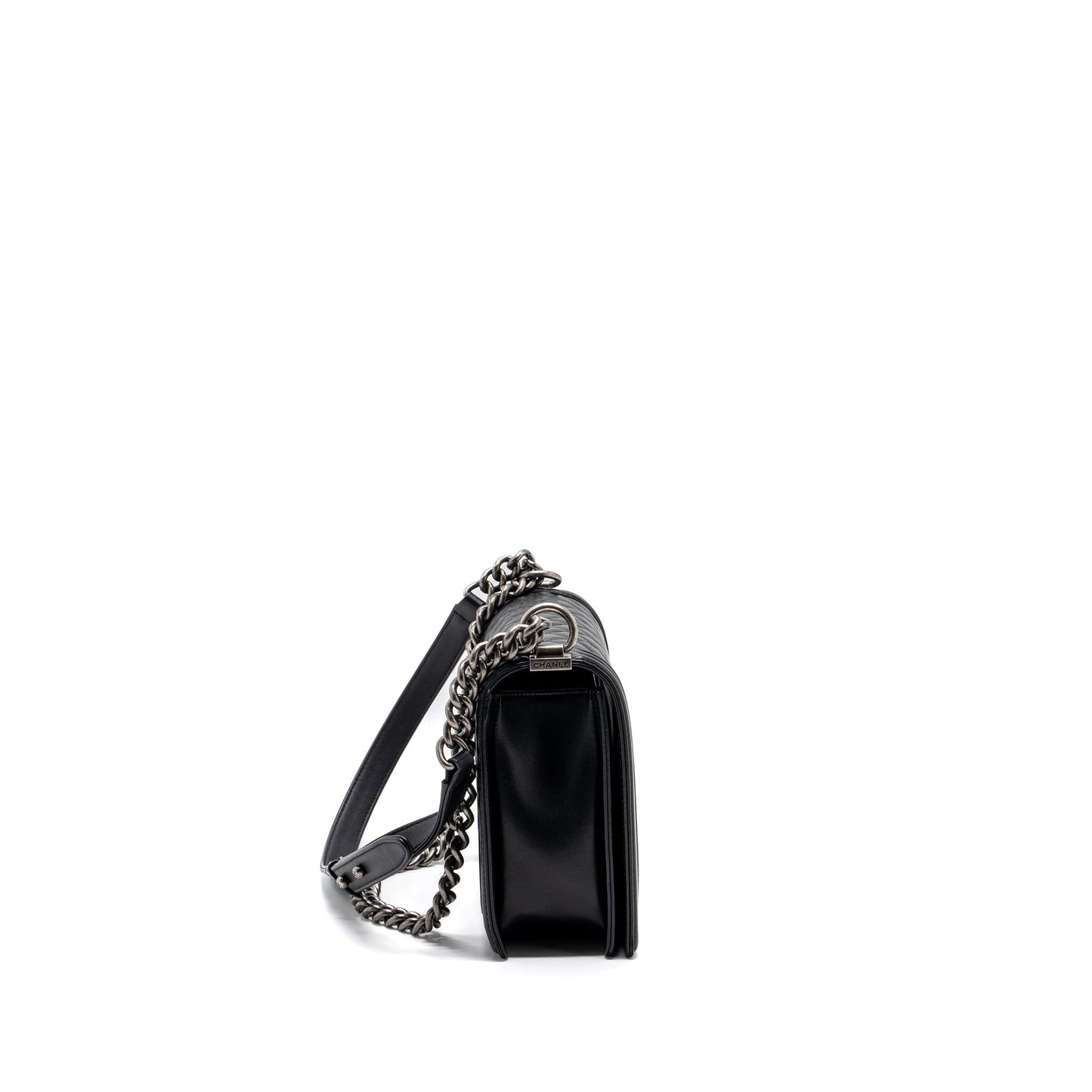 Chanel New Boy Lambskin Ruthenium Hardware Black Handbag