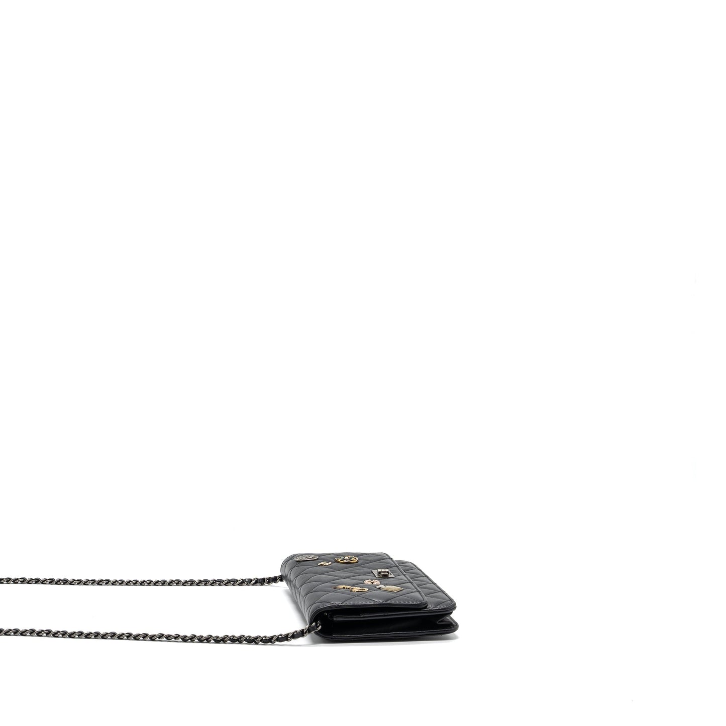 Chanel 2.55 Reissue Lucky Charms On Aged Black Key Chain Ruthenium Shw