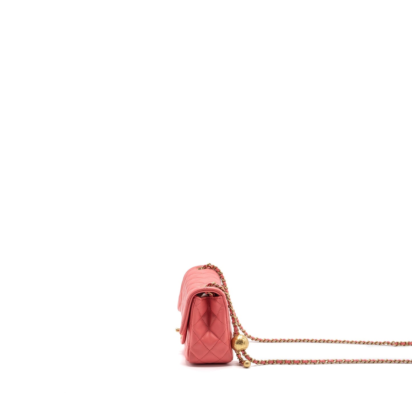 Chanel Pearl Crush Square Flap Lambskin GHW Black Pink Shoulder Bag
