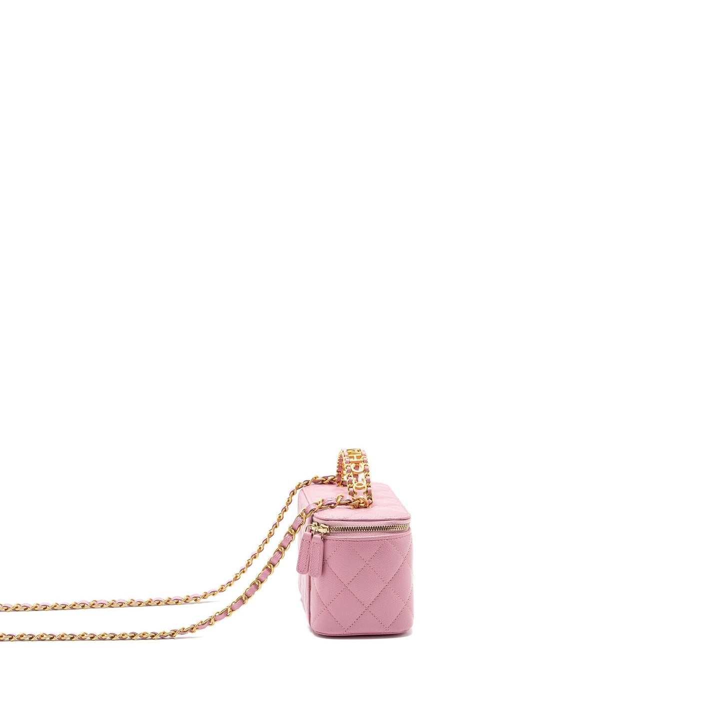 Chanel Letter Top Handle Long Vanity Caviar Pink Handbag
