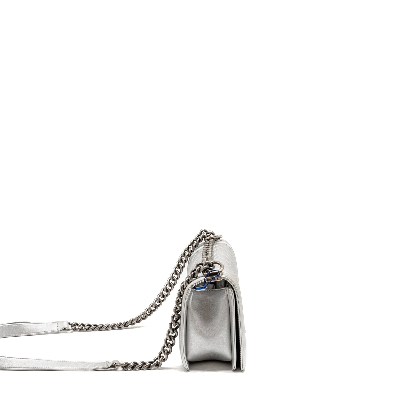 Chanel Boy Lambskin SHW Silver Handbag