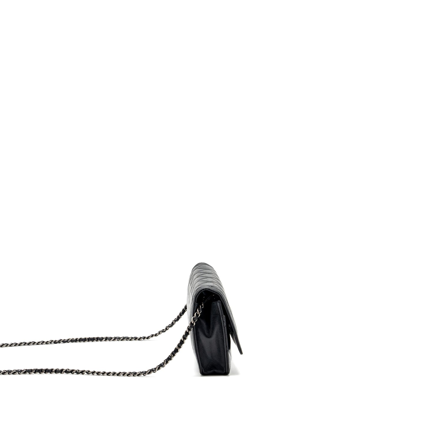 Chanel Boy On Lambskin Ruthenium Hardware Black Wallet Case