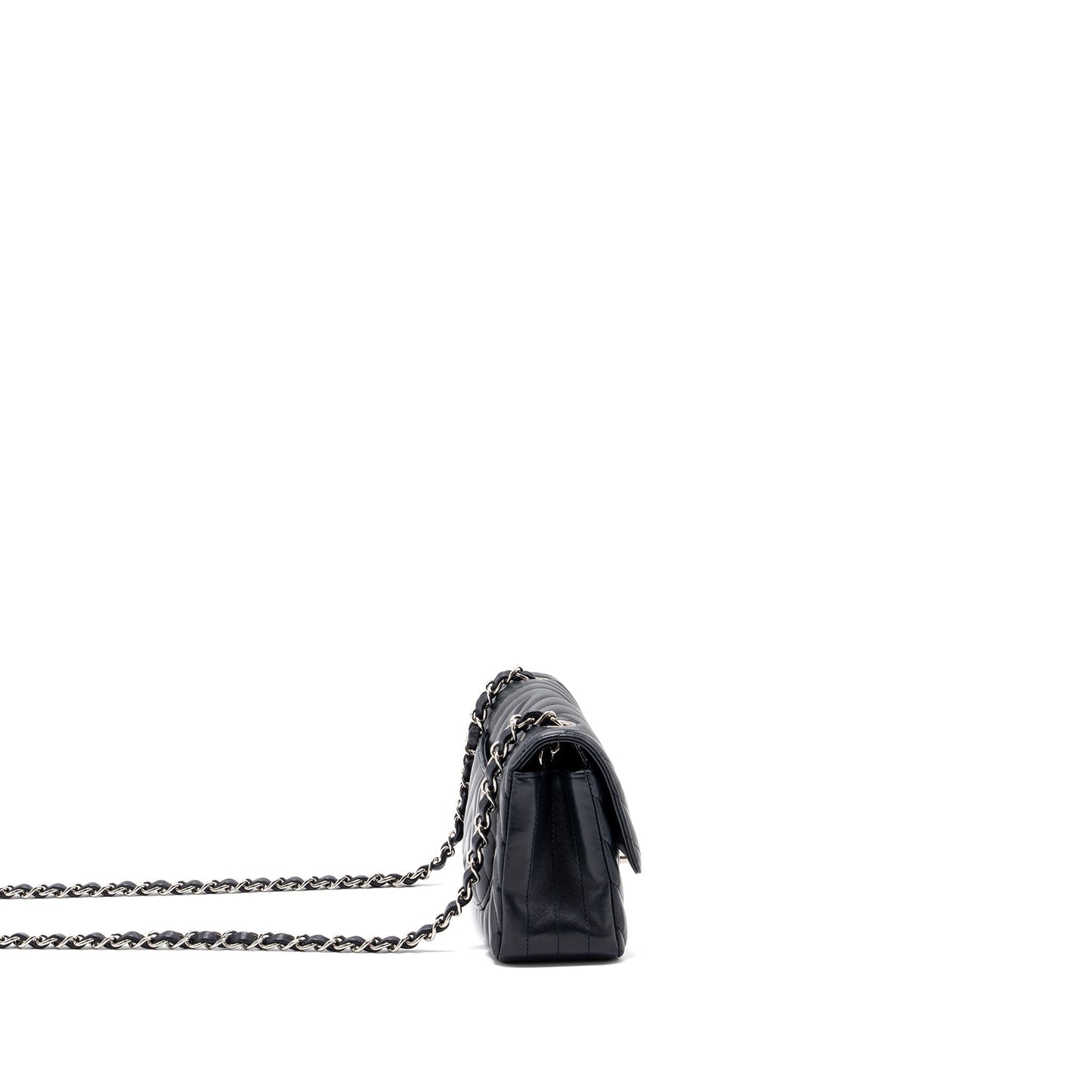 Chanel rectangular flap chevron lambskin navy SHW Shoulder Bag