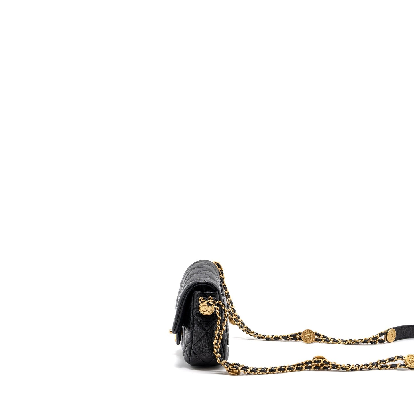 Chanel twist your button square flap caviar Black Shoulder Bag