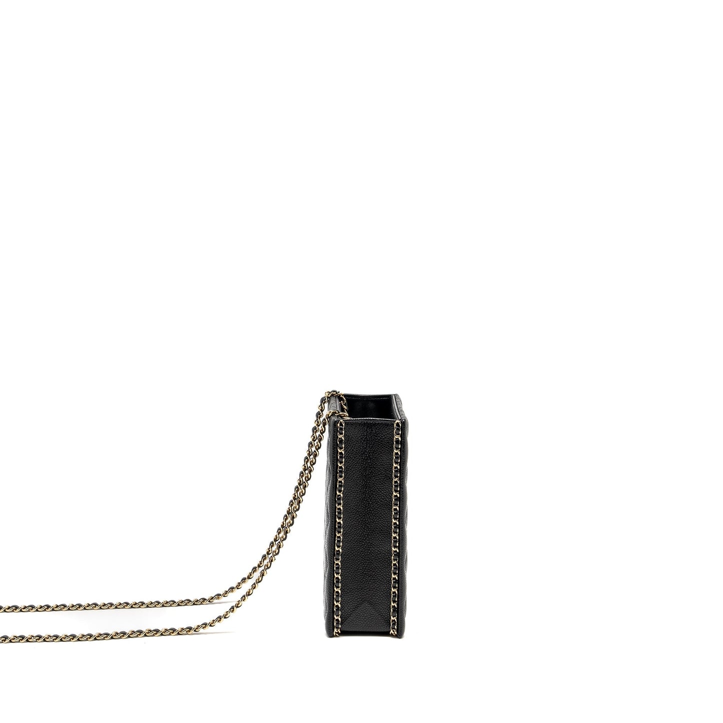 Chanel Quilted Evening Box Caviar LGHW Microchip Black Handbag