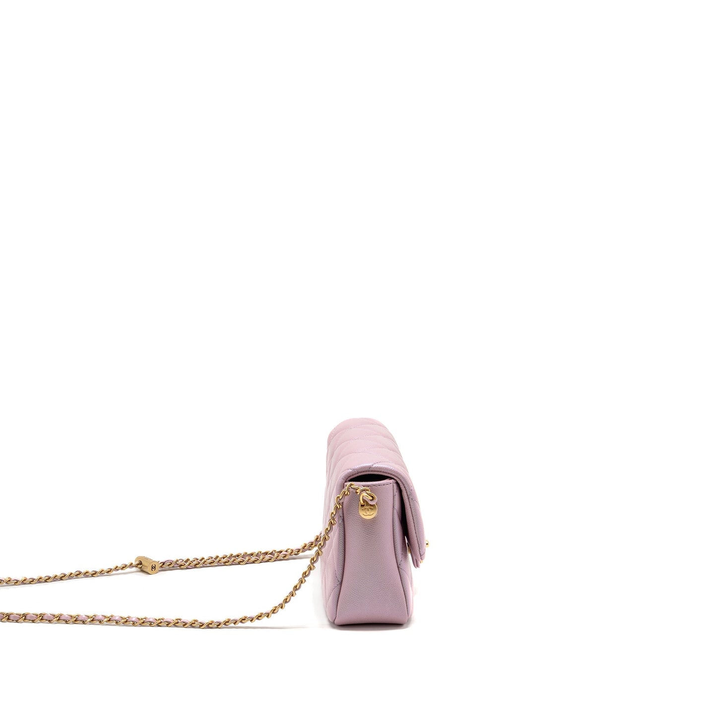 Chanel 21k My Perfect Flap Caviar Iridescent Pink Shoulder Bag Microchip 1