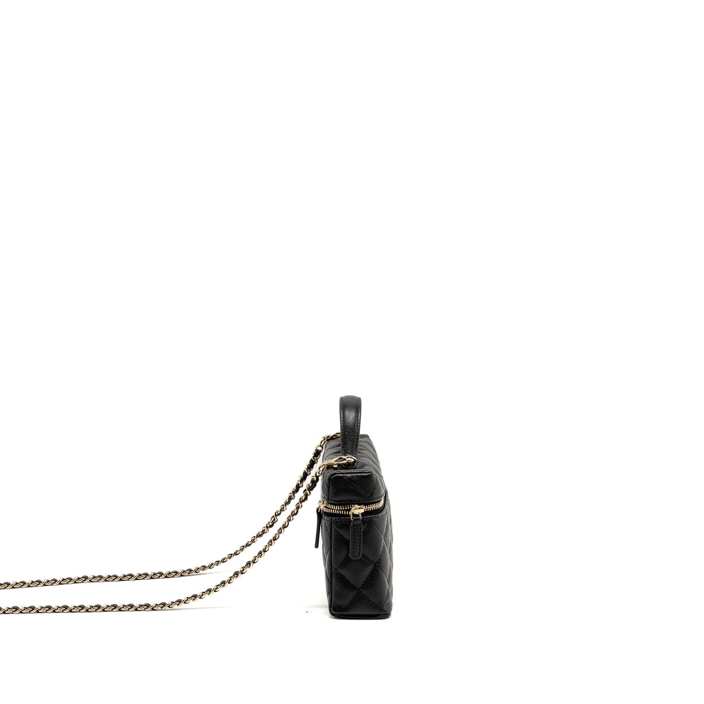 Chanel CC Top Handle Vanity Caviar LGHW Black Handbag